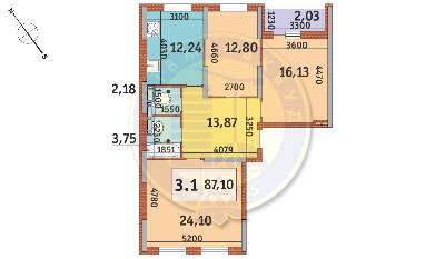 3-комнатная 87.1 м² в ЖК Академ Парк от 28 800 грн/м², Киев