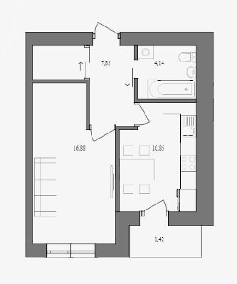 1-кімнатна 41.4 м² в ЖК Ядро від 16 500 грн/м², м. Дрогобич