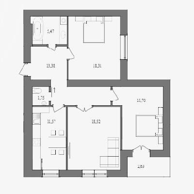 3-комнатная 72.74 м² в ЖК Ядро от 16 500 грн/м², г. Дрогобыч