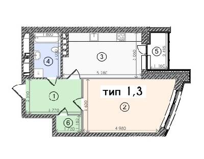 1-комнатная 54.7 м² в ЖК Солнечная Ривьера от 49 613 грн/м², Киев