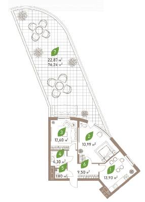 2-комнатная 83.96 м² в ЖК Парковые Озера 2 от 30 327 грн/м², Киев