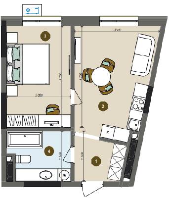 1-кімнатна 43.03 м² в ЖК Chalet від 36 270 грн/м², Київ