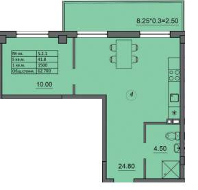 1-кімнатна 41.8 м² в ЖК Лідерсівський від 51 100 грн/м², Одеса
