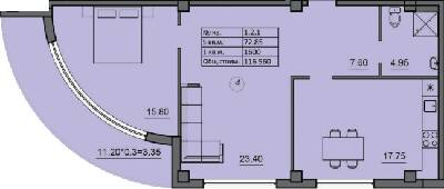2-кімнатна 72.85 м² в ЖК Лідерсівський від 36 300 грн/м², Одеса