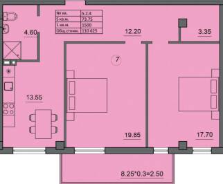 2-кімнатна 73.75 м² в ЖК Лідерсівський від 42 600 грн/м², Одеса