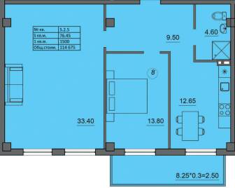 2-кімнатна 76.45 м² в ЖК Лідерсівський від 42 600 грн/м², Одеса