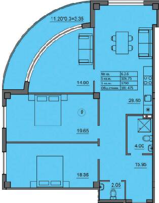 3-кімнатна 106.75 м² в ЖК Лідерсівський від 39 600 грн/м², Одеса