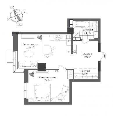 1-кімнатна 57.38 м² в ЖК RiverStone від 41 420 грн/м², Київ