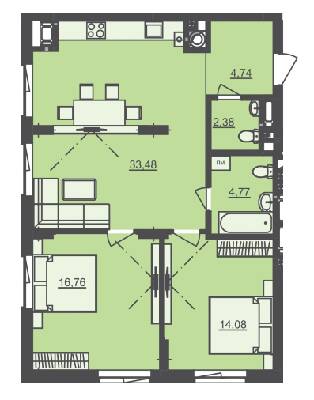 2-комнатная 76.21 м² в ЖК Семицвет от 29 500 грн/м², Львов