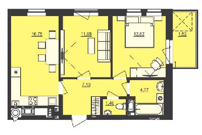 2-комнатная 55.78 м² в ЖК Семицвет от 23 350 грн/м², Львов