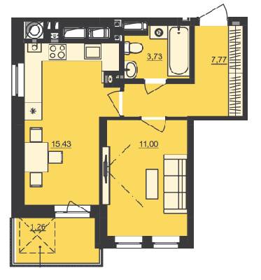 1-комнатная 39.19 м² в ЖК Семицвет от 27 900 грн/м², Львов