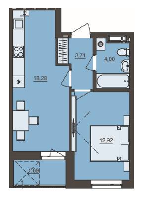 1-комнатная 40.6 м² в ЖК Семицвет от 27 900 грн/м², Львов