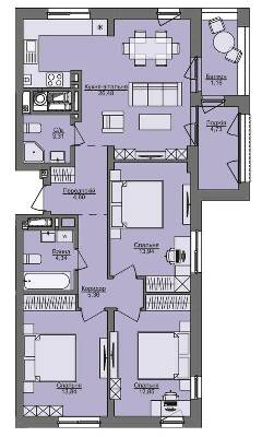 3-комнатная 90.81 м² в ЖК Семицвет от 25 950 грн/м², Львов