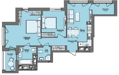 2-комнатная 70.89 м² в ЖК Семицвет от 26 200 грн/м², Львов