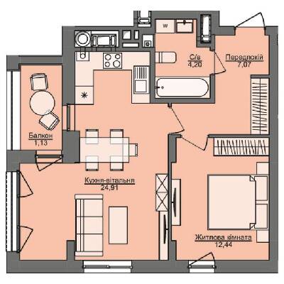 1-комнатная 49.75 м² в ЖК Семицвет от 29 850 грн/м², Львов