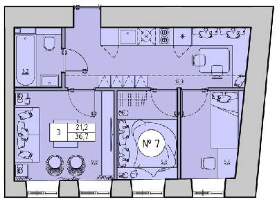 3-кімнатна 36.7 м² в ЖК на вул. Отамана Головатого, 24 від забудовника, Одеса