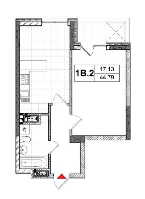 1-кімнатна 44.79 м² в ЖК CITY HUB від 59 800 грн/м², Київ