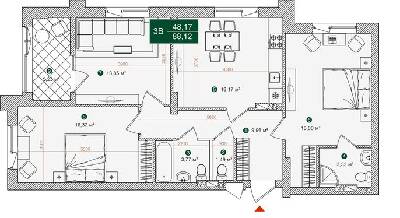 3-кімнатна 88.12 м² в ЖК Forest Park від 30 000 грн/м², Київ