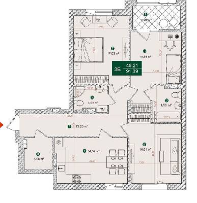 3-кімнатна 91.09 м² в ЖК Forest Park від 27 000 грн/м², Київ