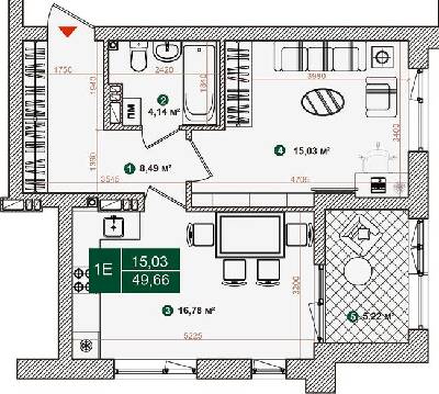 1-кімнатна 49.66 м² в ЖК Forest Park від 23 000 грн/м², Київ