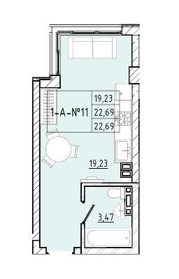 1-кімнатна 22.69 м² в ЖК Приморські Сади від 19 350 грн/м², Одеса