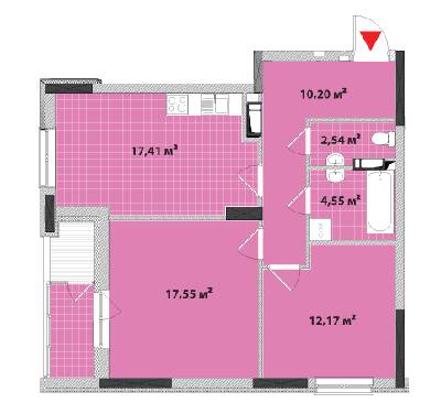 2-комнатная 66.82 м² в ЖК Академ-Квартал от 19 253 грн/м², Киев