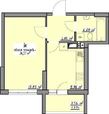 1-кімнатна 34.51 м² в ЖК Одеські традиції від 24 400 грн/м², Одеса