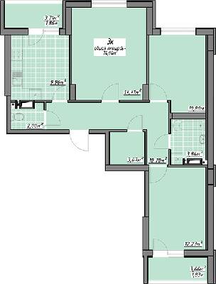 3-кімнатна 74.04 м² в ЖК Одеські традиції від 26 950 грн/м², Одеса