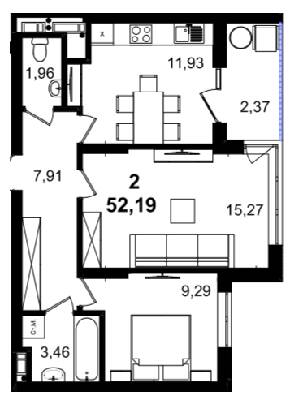 2-кімнатна 52.19 м² в ЖК BARCELONA від 30 950 грн/м², Львів