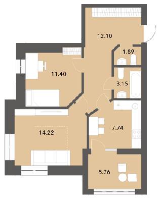 2-кімнатна 56.3 м² в ЖК Софіївські Липки від 20 000 грн/м², с. Софіївська Борщагівка