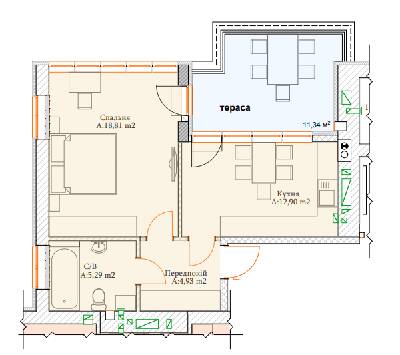 1-кімнатна 41.94 м² в ЖК Паркова Оселя від 21 000 грн/м², м. Буча