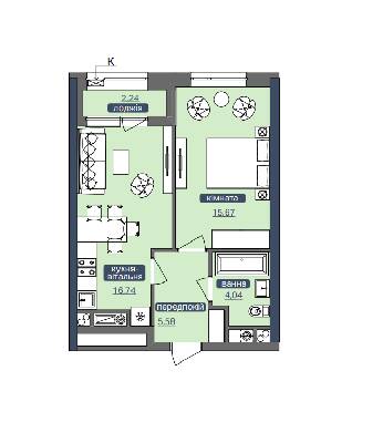 1-кімнатна 44.27 м² в ЖК Метрополіс від 34 887 грн/м², Київ