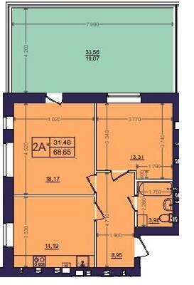 2-кімнатна 68.65 м² в ЖК Емоція від 18 500 грн/м², с. Хотів