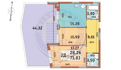 2-кімнатна 73.83 м² в ЖК Італійський квартал від 31 680 грн/м², Київ