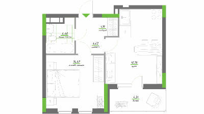 1-кімнатна 49.52 м² в ЖК Нивки-Парк від 33 820 грн/м², Київ