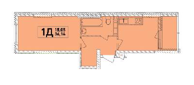 1-комнатная 36.14 м² в ЖК Lego House от застройщика, Киев