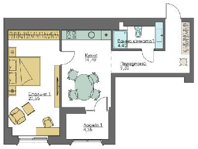 1-комнатная 53.14 м² в ЖК Resident Concept House от 70 250 грн/м², Киев