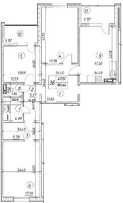 3-комнатная 101.44 м² в ЖК Ревуцкий от 18 500 грн/м², Киев