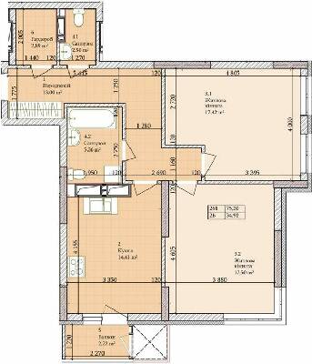 2-кімнатна 75.3 м² в ЖК Багговутівський від 28 000 грн/м², Київ