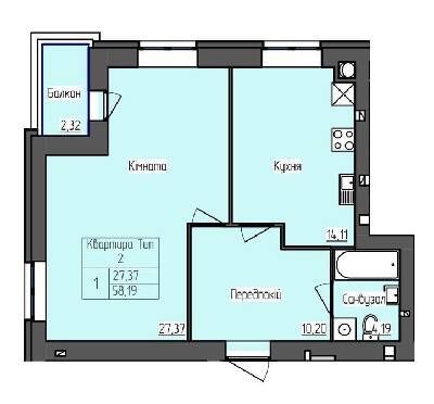 1-кімнатна 58.1 м² в ЖК SkyCity від 19 000 грн/м², м. Бориспіль