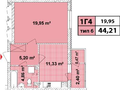 1-комнатная 44.21 м² в ЖК Сырецкие сады от 23 600 грн/м², Киев