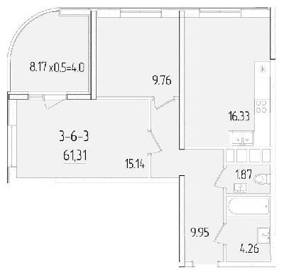 2-кімнатна 61.31 м² в ЖК KADORR City від 26 950 грн/м², Одеса