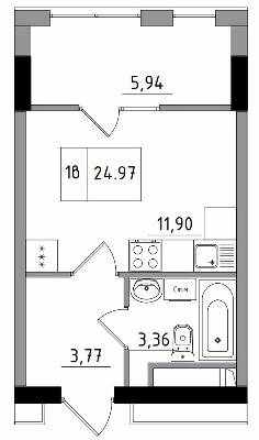 1-кімнатна 24.97 м² в ЖМ ARTVILLE від 20 950 грн/м², смт Авангард