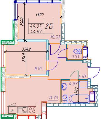 2-кімнатна 44.87 м² в ЖК Manhattan від 20 150 грн/м², Одеса