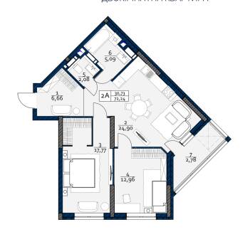 2-кімнатна 72.24 м² в ЖК POLARIS Home&Plaza від 21 240 грн/м², Київ