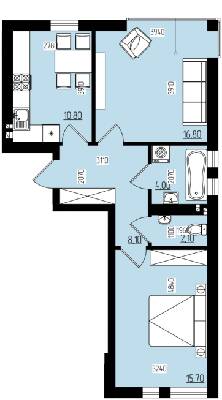 2-комнатная 57.5 м² в КД White and Wood от 19 550 грн/м², Черновцы