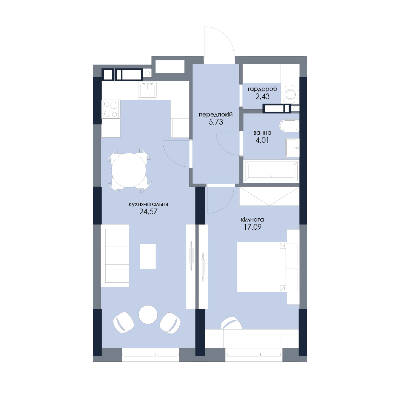 1-комнатная 53.83 м² в ЖК Новый Автограф от 36 195 грн/м², Киев
