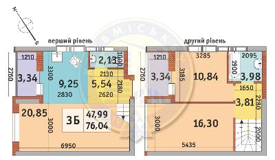 Двухуровневая 76.04 м² в ЖК Медовый-2 от 24 578 грн/м², Киев
