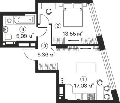 1-кімнатна 41.98 м² в ЖК Terracotta від 26 670 грн/м², Київ