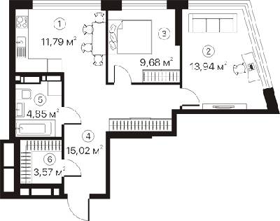 2-кімнатна 58.85 м² в ЖК Terracotta від 33 700 грн/м², Київ